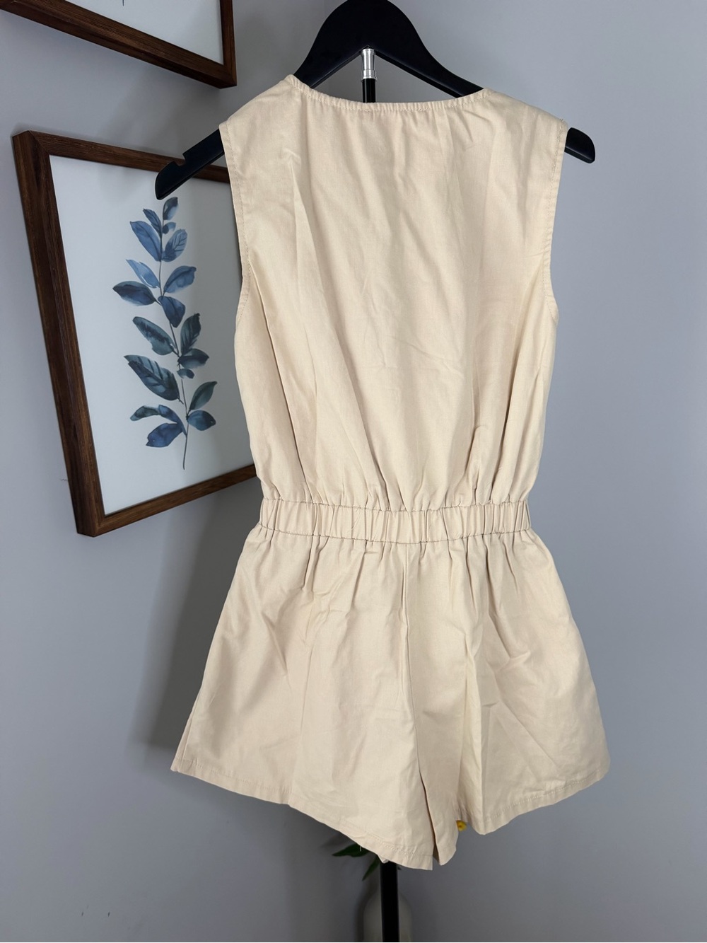 Neutral Floral Embroidered Romper - Beige/Cream - Picture 5 of 5